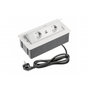 UTIČNICA UGRADNA ZA STOL 2X+USB A+C PREKLOPNA BIJELA