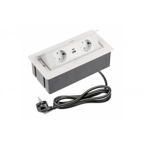 UTIČNICA UGRADNA ZA STOL 2X+USB A+C PREKLOPNA BIJELA