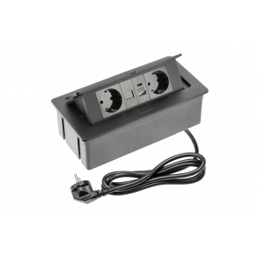 UTIČNICA UGRADNA ZA STOL 2X,A+C,RJ45,MULTISOFT CRNA
