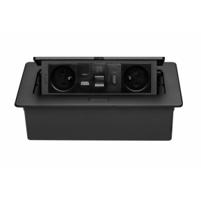 UTIČNICA UGRADNA ZA STOL 2X,A+C,RJ45,MULTISOFT CRNA