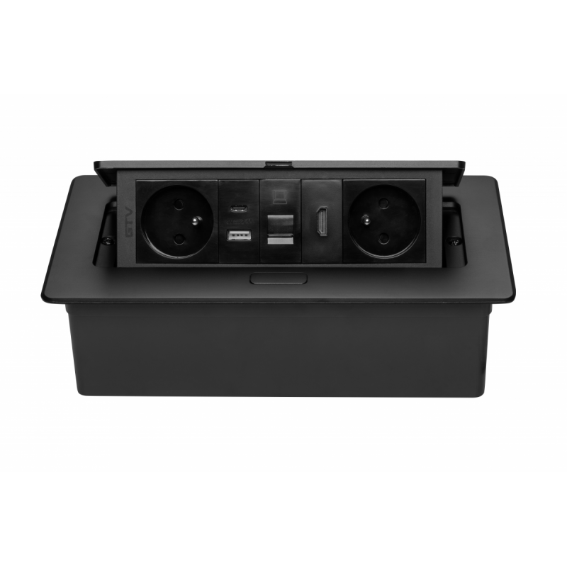 UTIČNICA UGRADNA ZA STOL 2X,A+C,RJ45,MULTISOFT CRNA