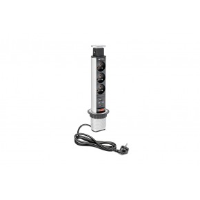 UTIČNICA UGRADNA ZA STOL 3X SIVA  +USB FI 60