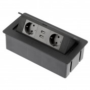 UTIČNICA UGRADNA ZA STOL 2X+USB A+C PREKLOPNA CRNA