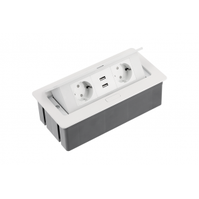 UTIČNICA UGRADNA ZA STOL 2X+2XUSB PREKLOPNA BIJELA