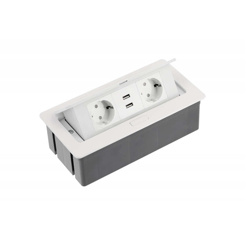 UTIČNICA UGRADNA ZA STOL 2X+2XUSB PREKLOPNA BIJELA
