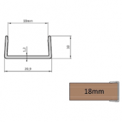 ALUMINIJSKI PROFIL C OBLIKA ZA ESTESKI SPOJ PLOČA DEBLJINE 18MM I DUŽINE 3,0M TANKI A-C18-300-S-05